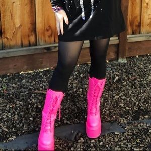 YRU Dune Lace Up
 Pink Platform Boots